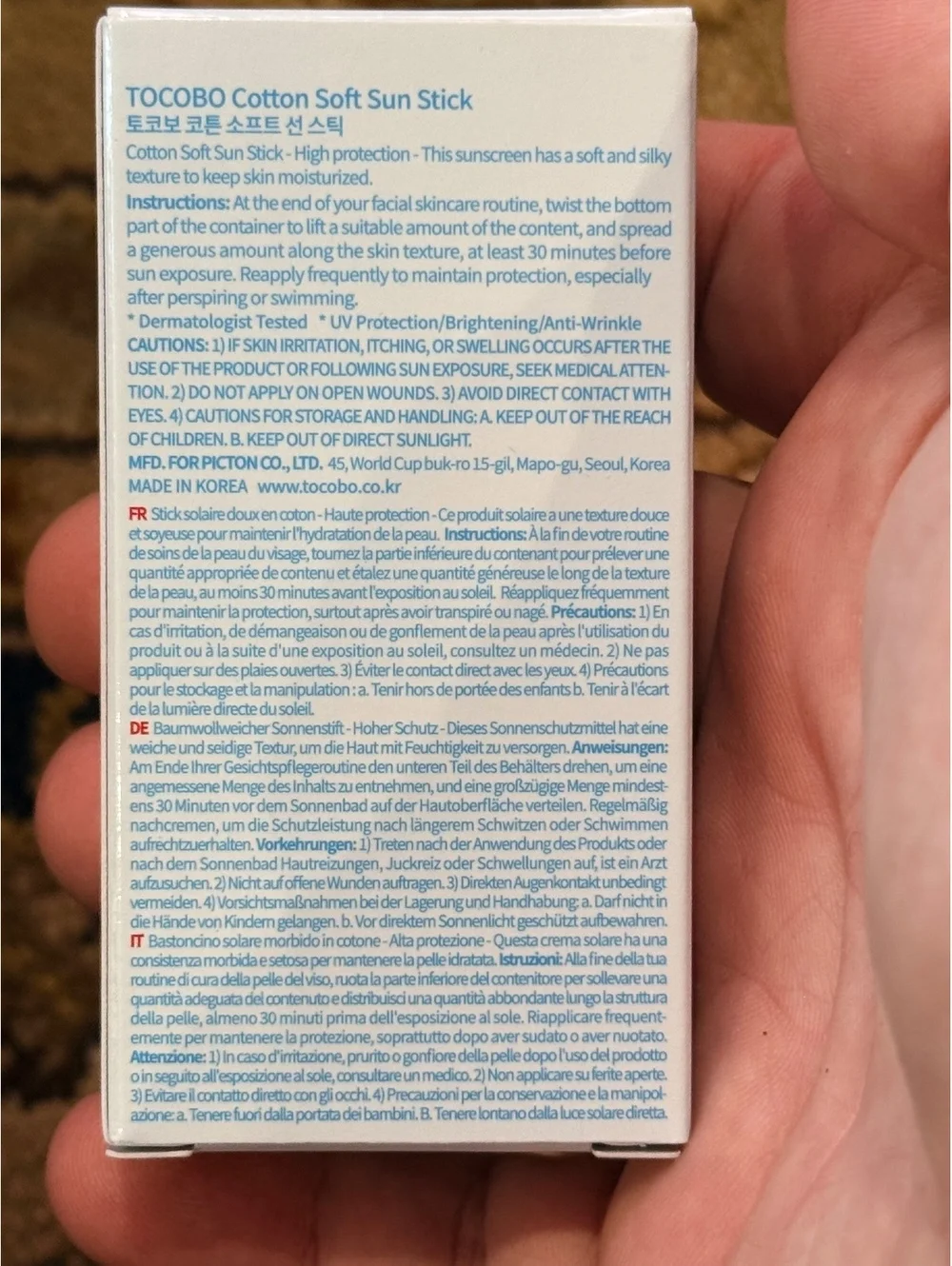 TOCOBO Cotton Soft Sun Stick SPF50 PA++++ High Protection 19g EXP. 7/2026